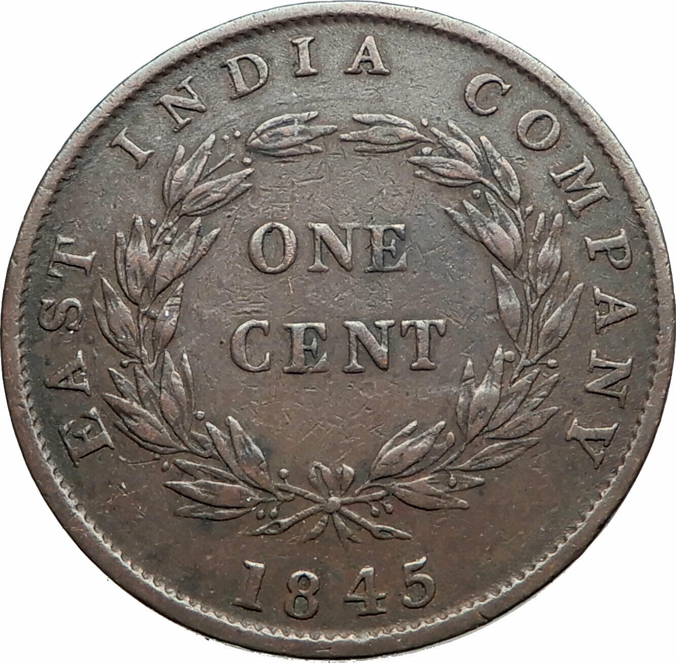 1845 STRAITS SETTLEMENTS with UK Queen Victoria Genuine Antique CENT Coin i81224