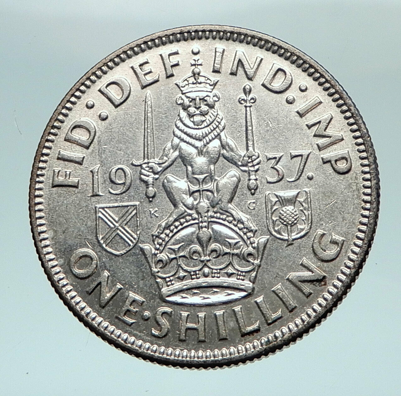 1937 United Kingdom UK Great Britain GEORGE VI Silver Shilling Coin LION i81232