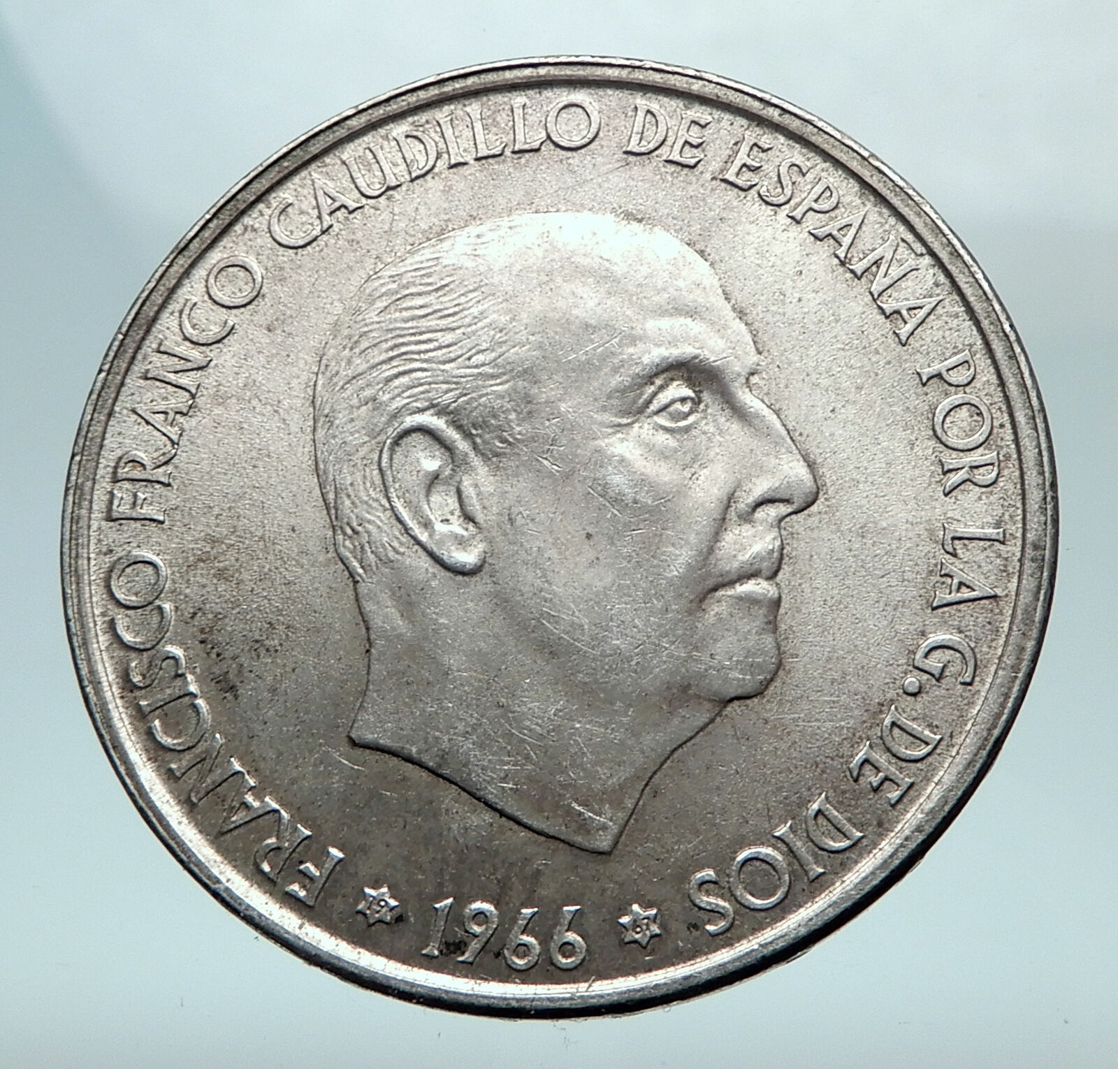 1966 Spain Large Franco Cadillo Genuine Silver 100 Pesetas Spanish Coin i81228