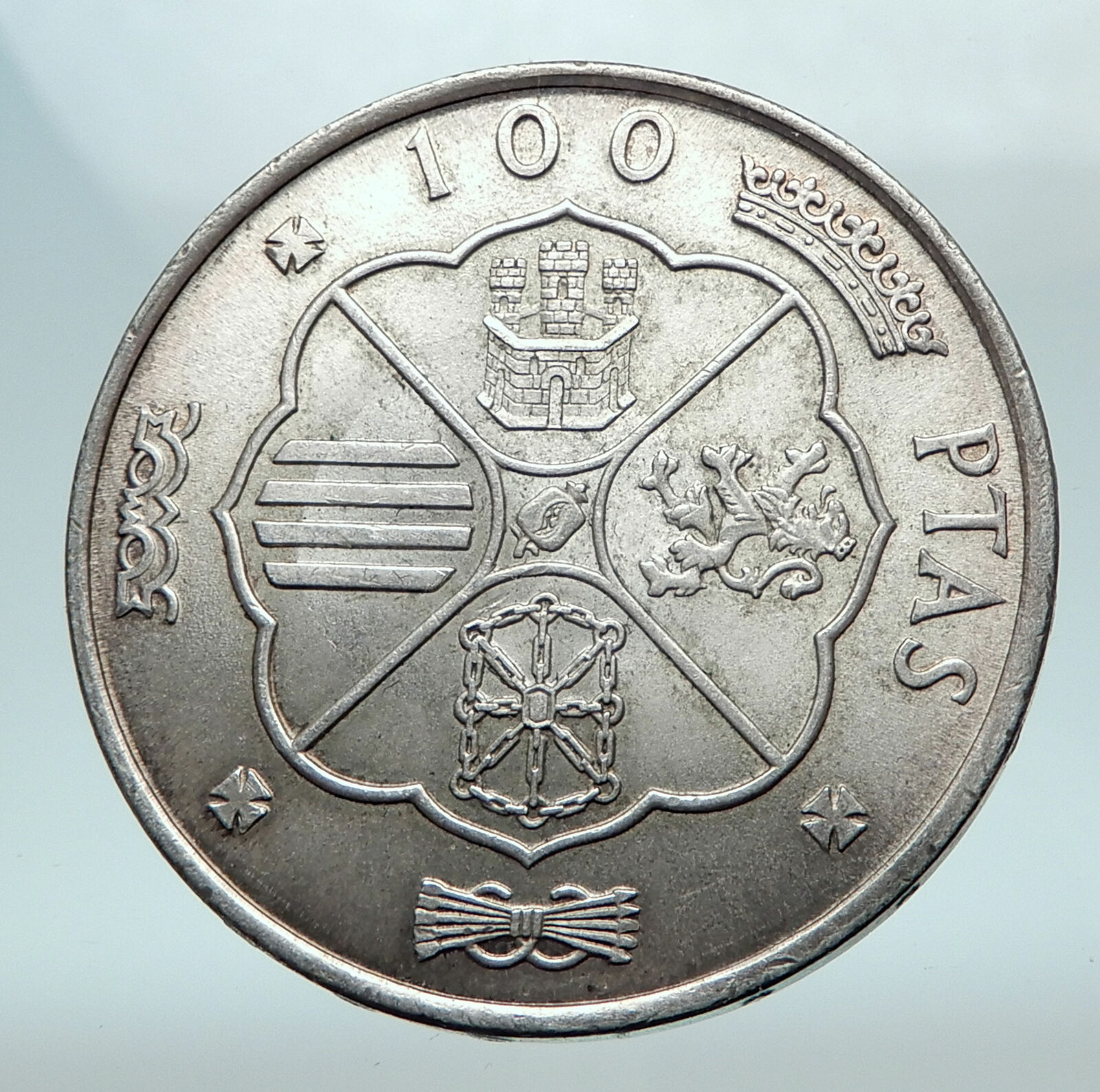 1966 Spain Large Franco Cadillo Genuine Silver 100 Pesetas Spanish Coin i81228