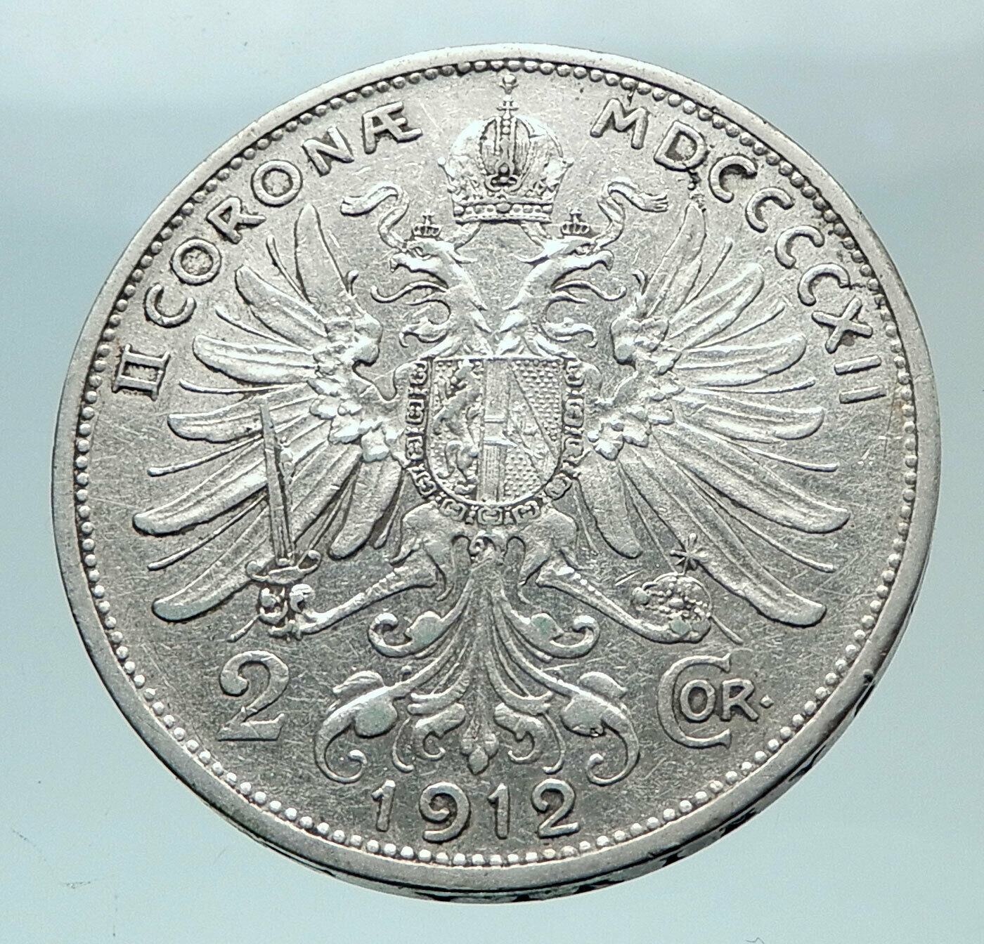 1912 AUSTRIA KING FRANZ JOSEPH I Eagle Genuine Silver 2 Corona Coin i81582