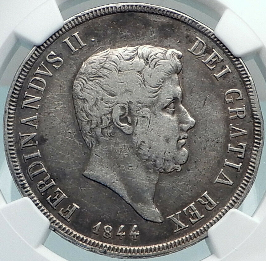 1844 ITALY Italian States NAPLES Kingdom Silver Ferdinand II Coin NGC i81893