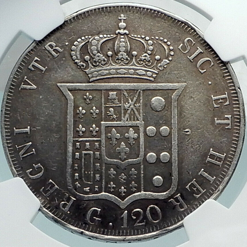 1844 ITALY Italian States NAPLES Kingdom Silver Ferdinand II Coin NGC i81893