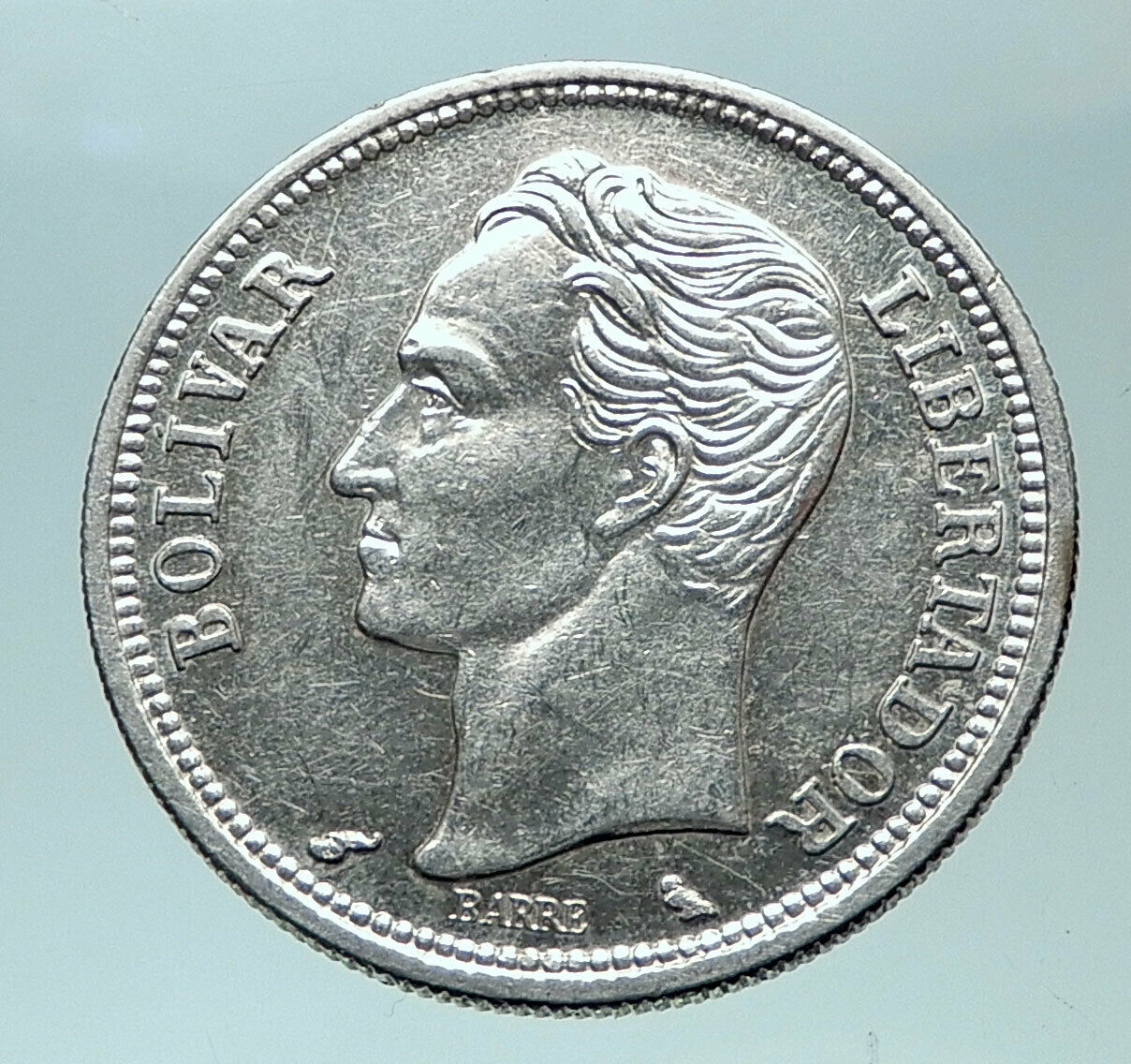 1960 Freemason President Simon Bolivar VENEZUELA Founder 1BLV Silver Coin i82014