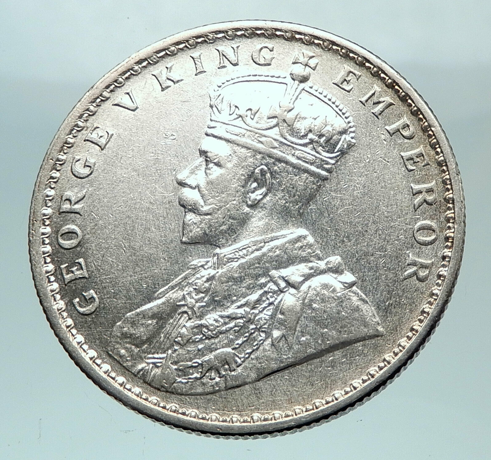 1916 INDIA UK King George V Silver Antique RUPEE Vintage Indian Coin i81492