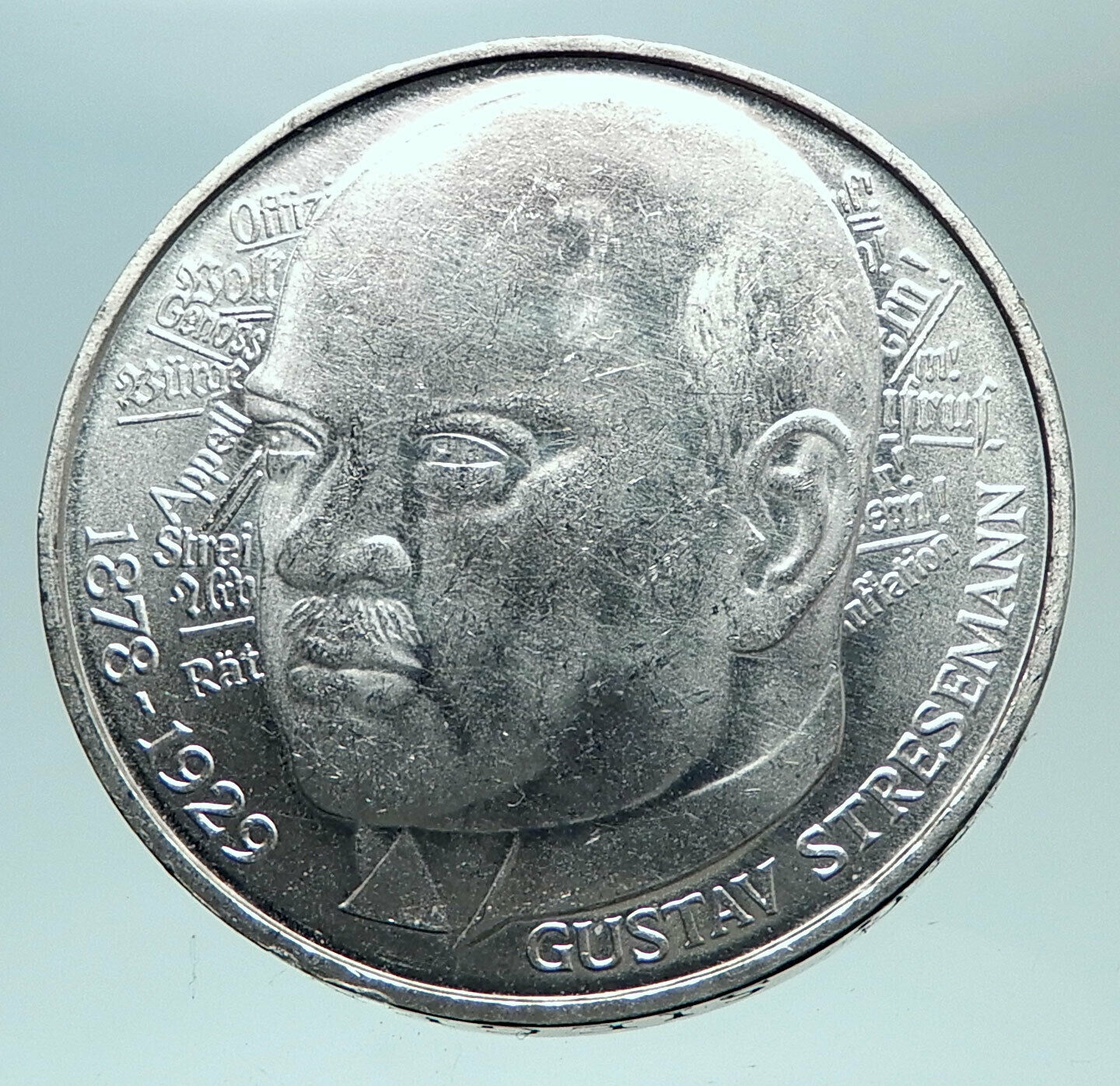 1978 GERMANY Gustav Stresemann Genuine Proof Silver German 5 Mark Coin i81953