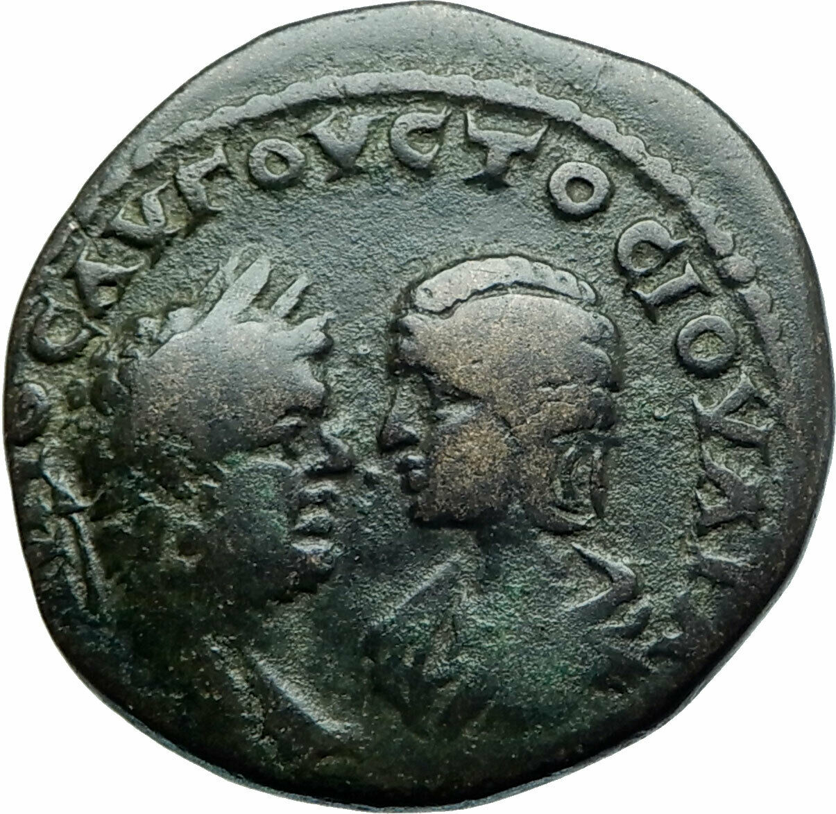 CARACALLA & JULIA DOMNA Marcianopolis Ancient 198AD Roman Coin TYCHE i79065