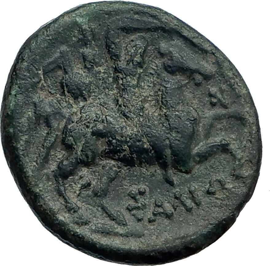 PHARSALOS in THESSALY 3rdCenBC Athena Horseman Ancient Greek Coin i43652