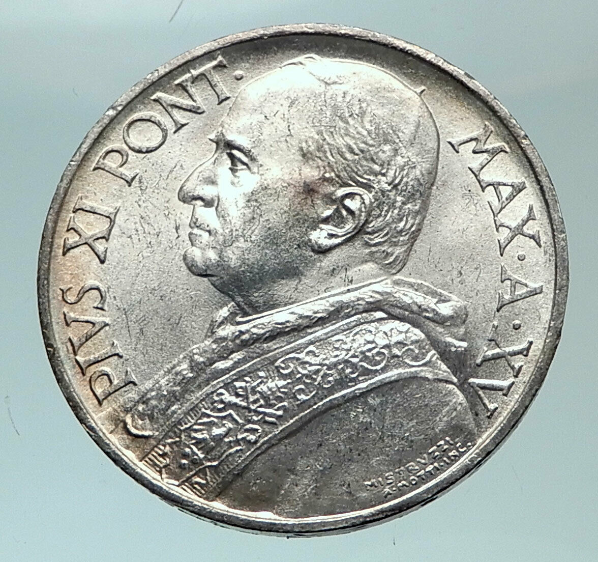 1936 VATICAN CITY Italy POPE PIUS XI Papal Genuine Italian 5 Lire Coin i82121