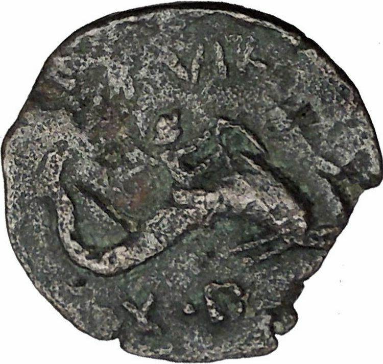 CARTEIA Spain after 44BC Ancient Greek Coin of Romans Cupid Dolphin i37417