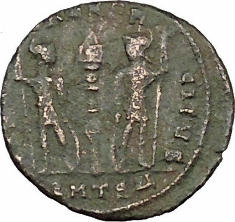 DELMATIUS Dalmatius 335AD Roman Caesar Ancient Coin Soldiers Standards i39236