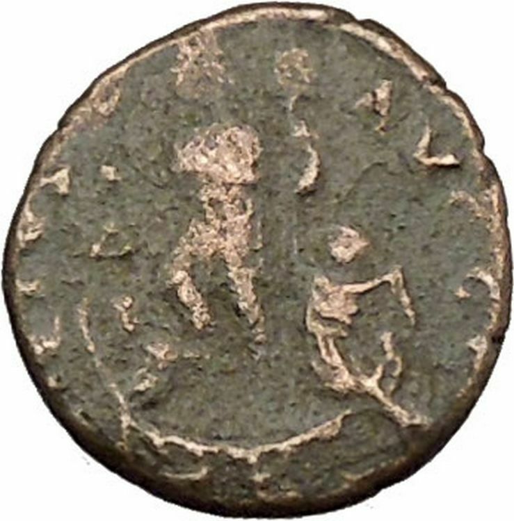 THEODOSIUS I the Great with labarum on galley RARE Ancient Roman Coin i39412