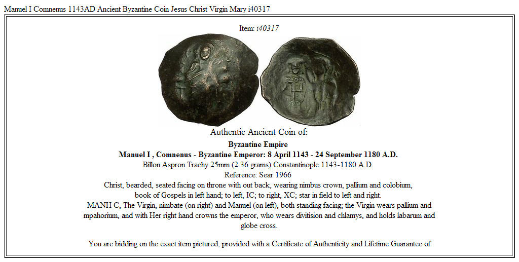 Manuel I Comnenus 1143AD Ancient Byzantine Coin Jesus Christ Virgin Mary i40317