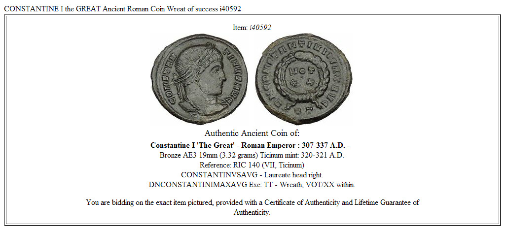 CONSTANTINE I the GREAT Ancient Roman Coin Wreat of success i40592