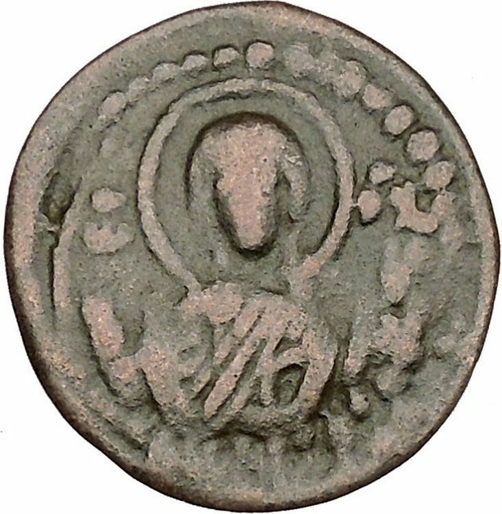 JESUS CHRIST Class G Anonymous 1068AD VIRGIN ORANS Byzantine Follis Coin i41854