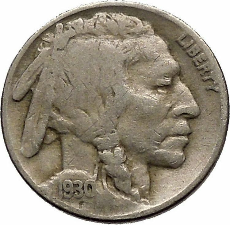 1930 BUFFALO NICKEL 5 Cents of United States of America USA Antique Coin i43745