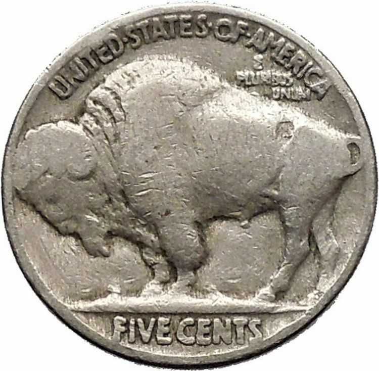 1927 BUFFALO NICKEL 5 Cents of United States of America USA Antique Coin i43694