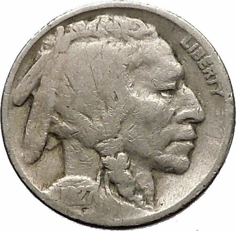 1927 BUFFALO NICKEL 5 Cents of United States of America USA Antique Coin i43694