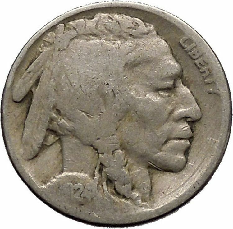 1924 BUFFALO NICKEL 5 Cents of United States of America USA Antique Coin i43666