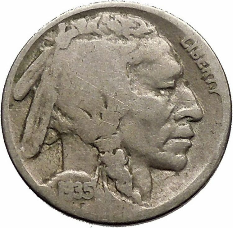 1935 BUFFALO NICKEL 5 Cents of United States of America USA Antique Coin i43771