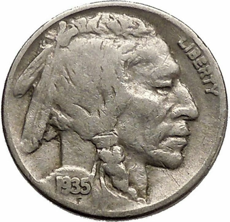 1935 BUFFALO NICKEL 5 Cents of United States of America USA Antique Coin i43786