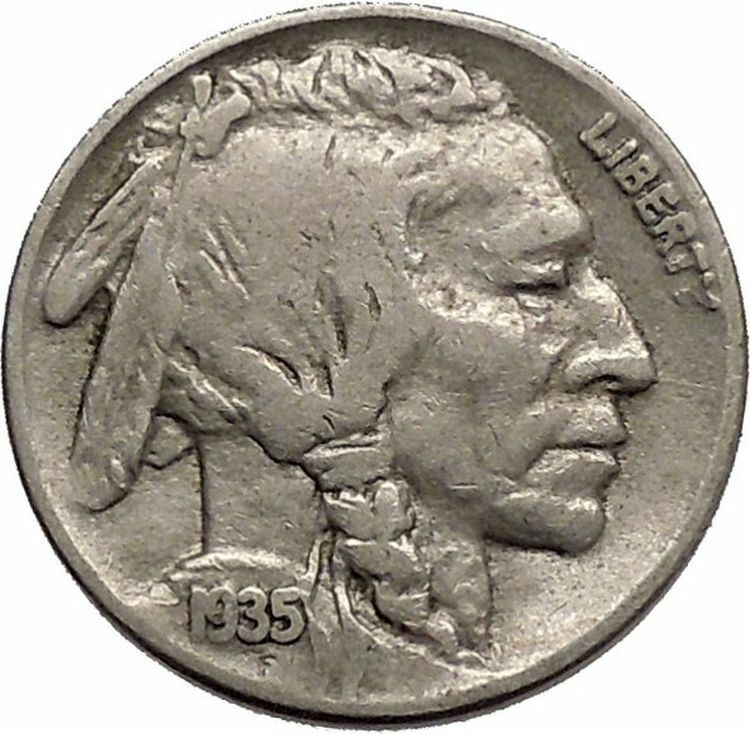 1935 BUFFALO NICKEL 5 Cents of United States of America USA Antique Coin i43791