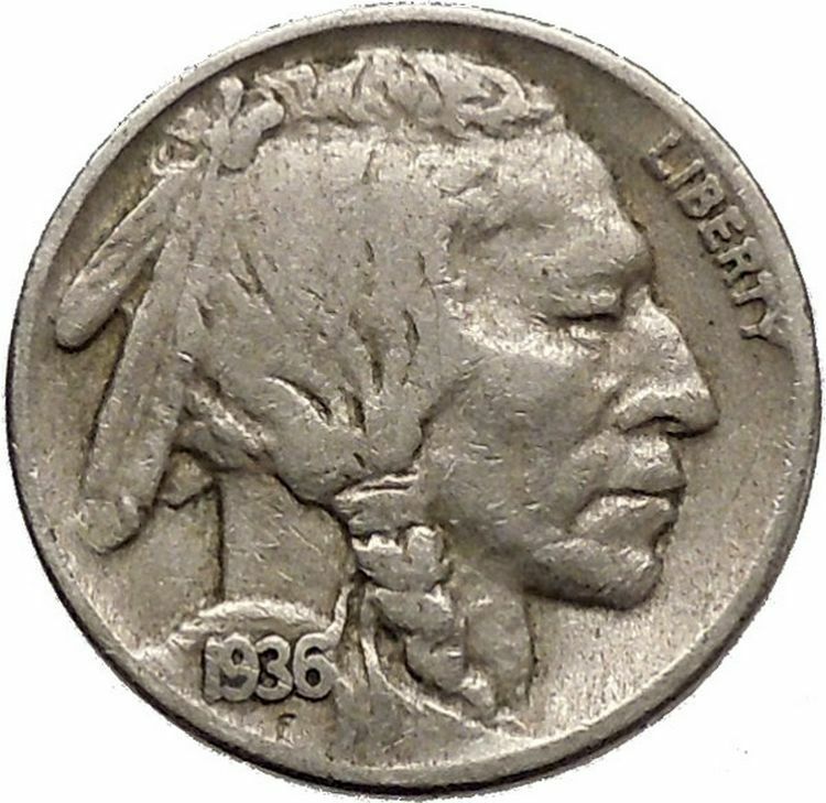 1936 BUFFALO NICKEL 5 Cents of United States of America USA Antique Coin i43822