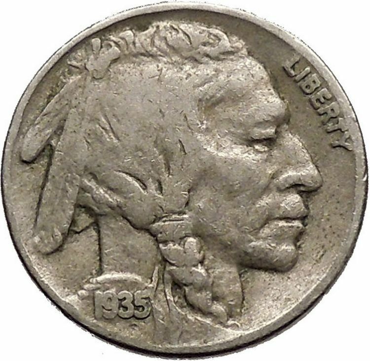 1935 BUFFALO NICKEL 5 Cents of United States of America USA Antique Coin i43769