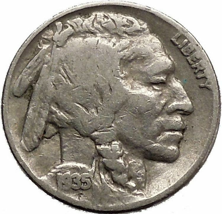 1935 BUFFALO NICKEL 5 Cents of United States of America USA Antique Coin i43792