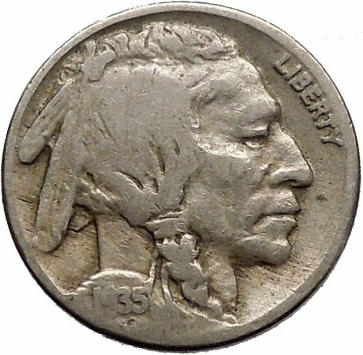 1935 BUFFALO NICKEL 5 Cents of United States of America USA Antique Coin i43767