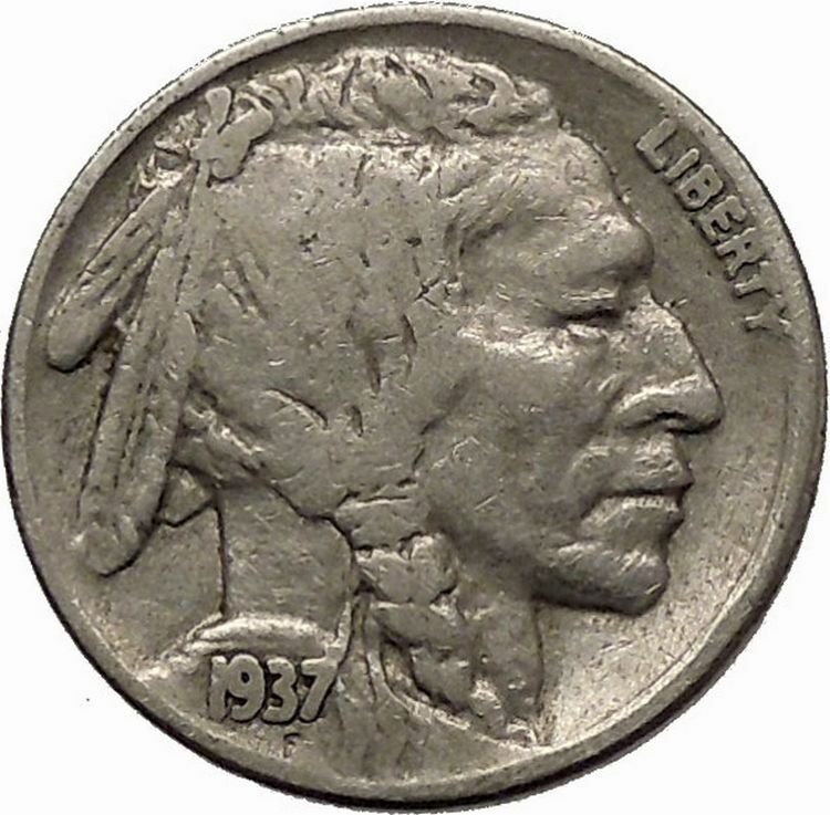 1937 BUFFALO NICKEL 5 Cents of United States of America USA Antique Coin i43911