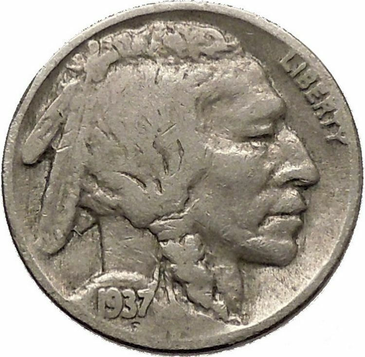 1937 BUFFALO NICKEL 5 Cents of United States of America USA Antique Coin i43881