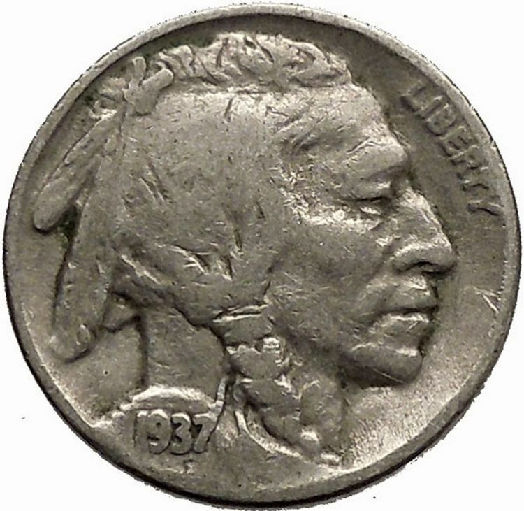 1937 BUFFALO NICKEL 5 Cents of United States of America USA Antique Coin i43908