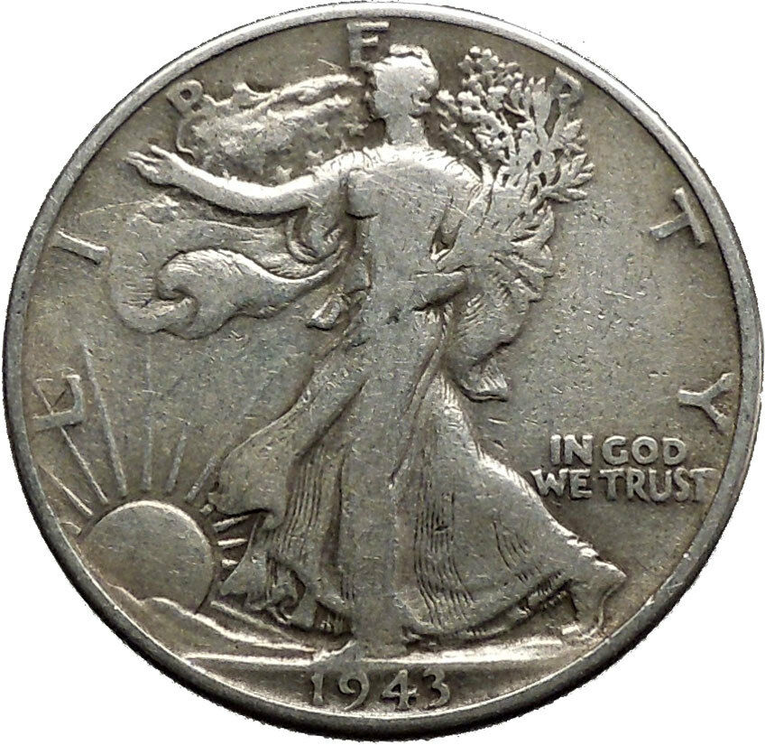 1943 WALKING LIBERTY Half Dollar Bald Eagle United States Silver Coin i44673