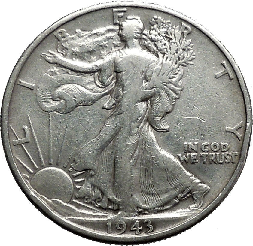 1943 WALKING LIBERTY Half Dollar Bald Eagle United States Silver Coin i44696