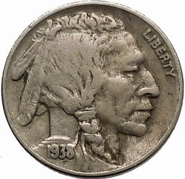 1938D BUFFALO NICKEL 5 Cents of United States of America USA Antique Coin i43916