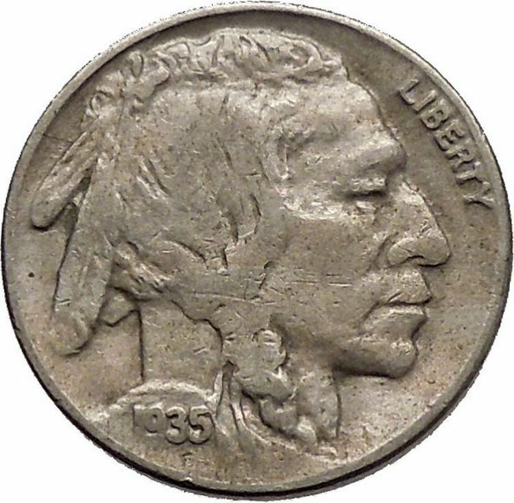 1935D BUFFALO NICKEL 5 Cents of United States of America USA Antique Coin i43797