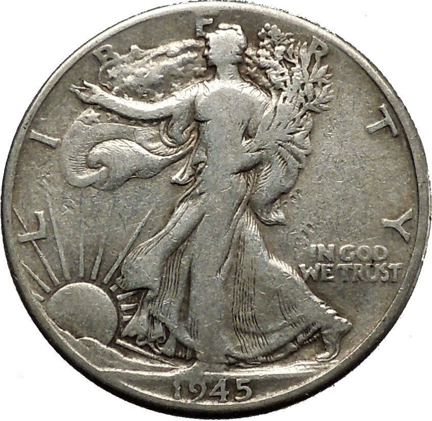 1945 WALKING LIBERTY Half Dollar Bald Eagle United States Silver Coin i45145