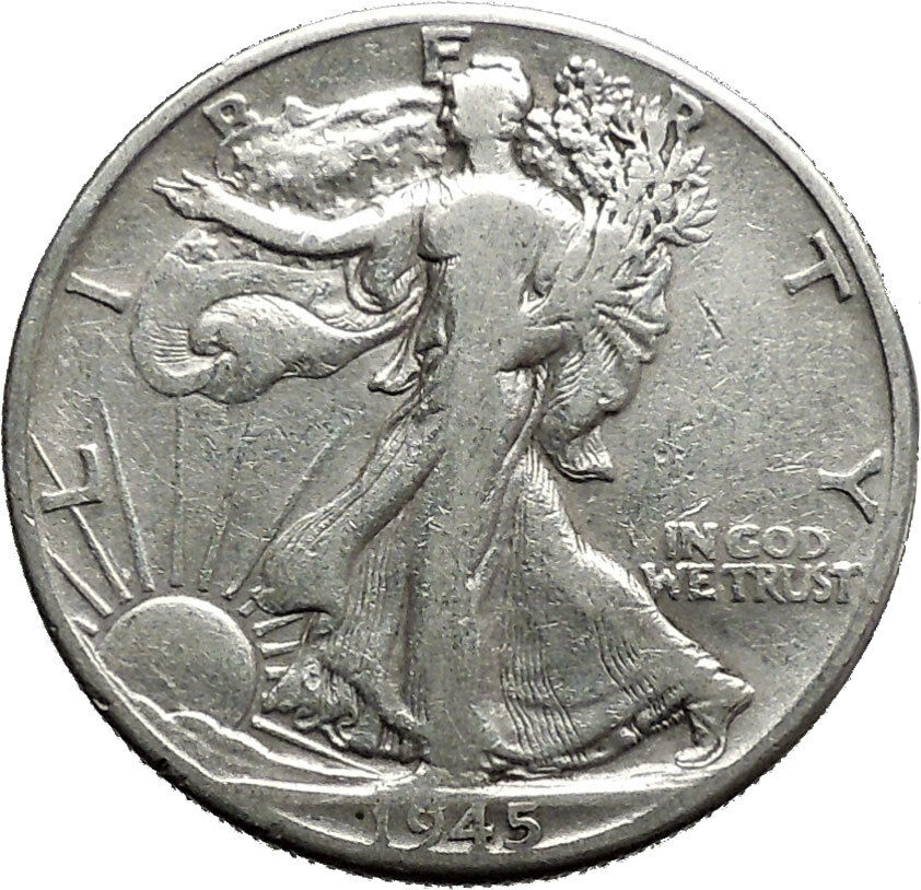 1945 WALKING LIBERTY Half Dollar Bald Eagle United States Silver Coin i44702