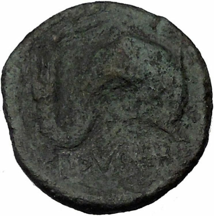 LUCERIA in APULIA 211BC Teruncis NEPTUNE DOLPHIN TRIDENT Greek Coin i46315