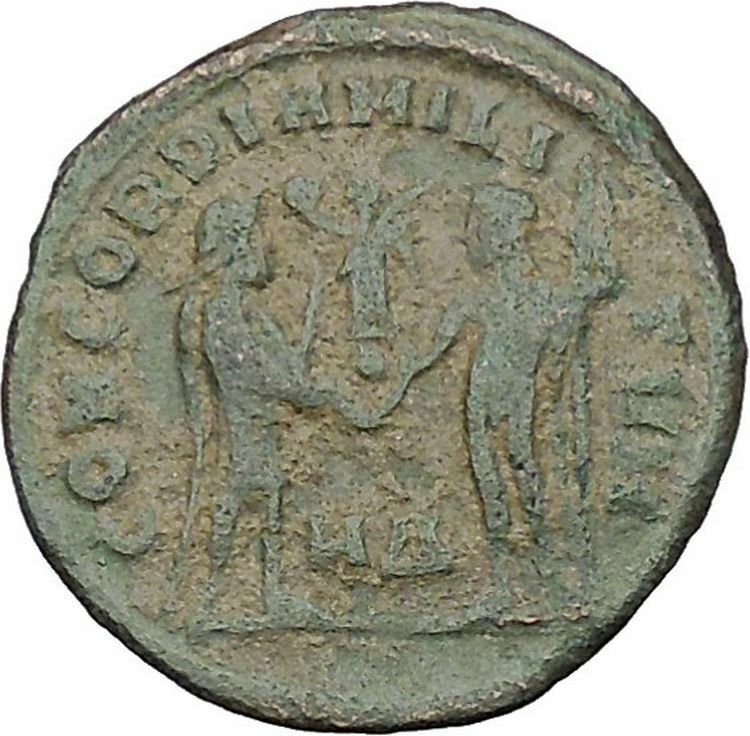 Diocletian receiving Victory from Jupiter 295AD Ancient Roman Coin i46441