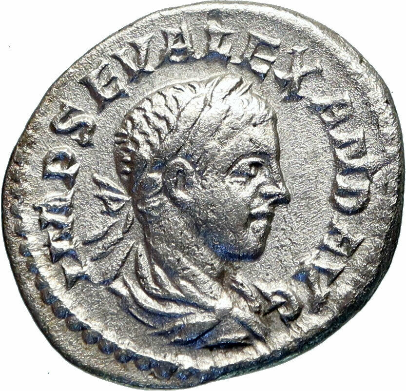 SEVERUS ALEXANDER 222AD Ancient Silver Roman Coin Victory Nike i46705