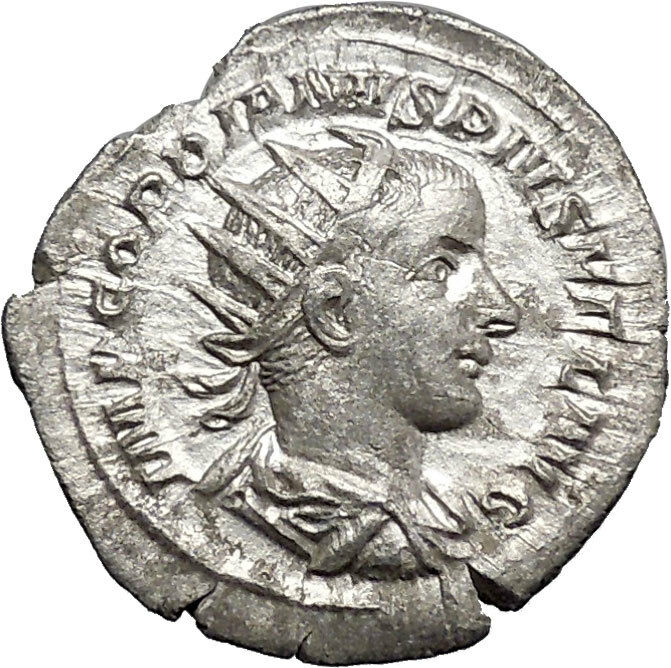 GORDIAN III Ancient Silver Rare Roman Coin Apollo Father of Asclepius i48755