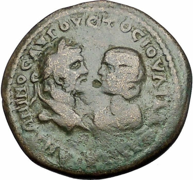 CARACALLA and JULIA DOMNA 198AD Marcianopolis Tyche Ancient Roman COin i50887