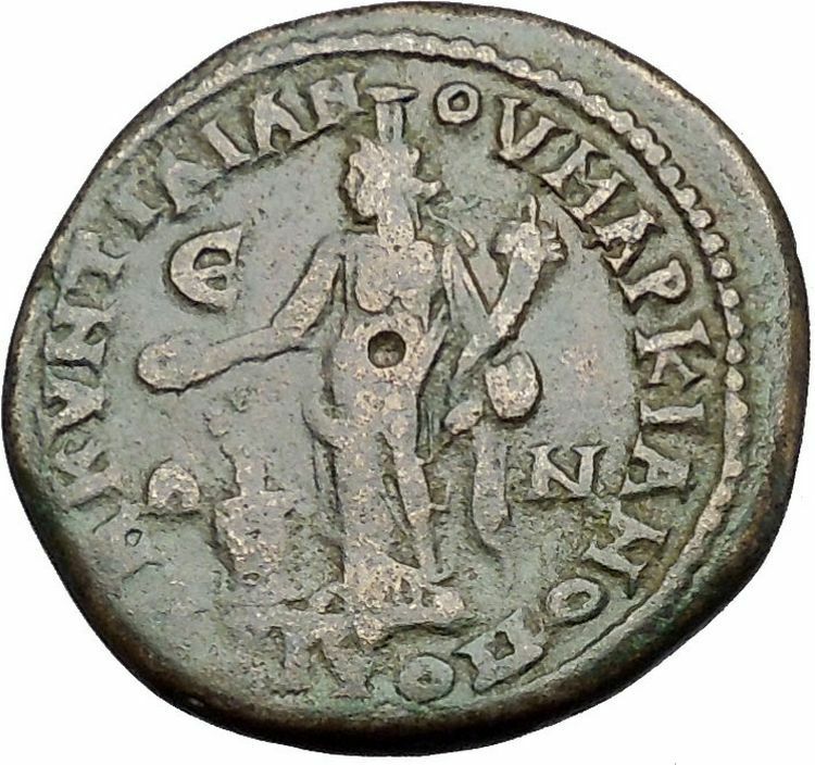 CARACALLA and JULIA DOMNA 198AD Marcianopolis Tyche Ancient Roman COin i50887