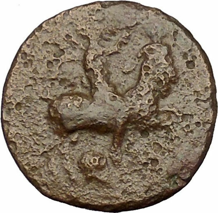 HIMERA in SICILY 420BC Pan Goat Helmet Nike Authentic Ancient Greek Coin i53262