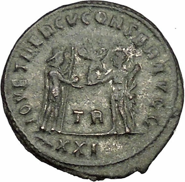 DIOCLETIAN receiving Victory Tripolis mint 285AD Rare Ancient Roman Coin i51081