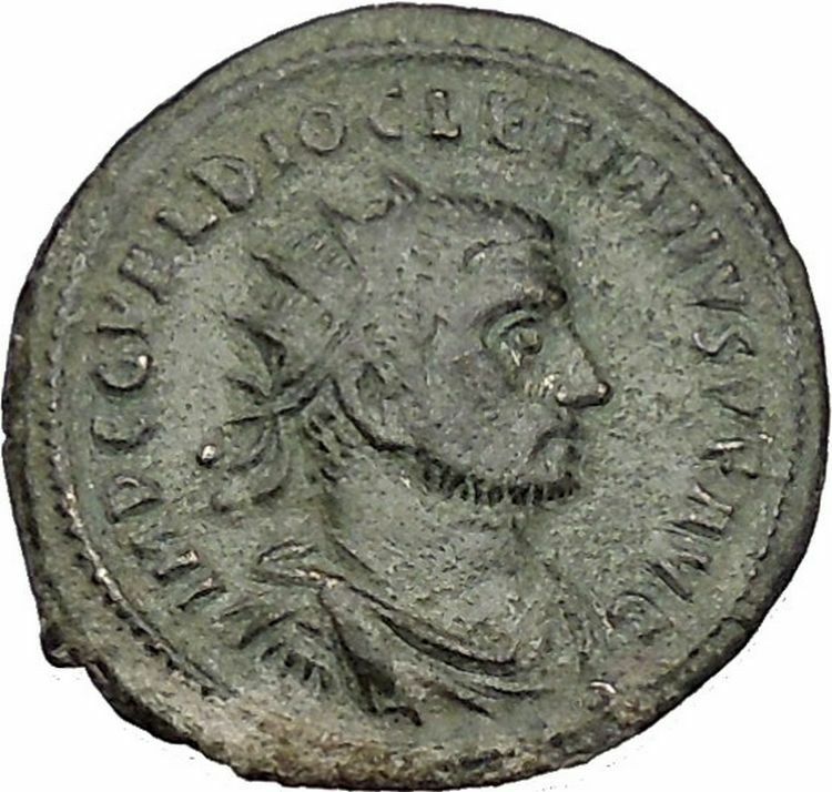 DIOCLETIAN receiving Victory Tripolis mint 285AD Rare Ancient Roman Coin i51081