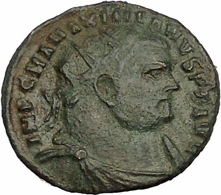 MAXIMIAN receiving Victory from Jupiter 296AD Ancient Roman Coin i53946