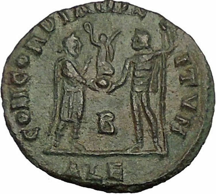 MAXIMIAN receiving Victory from Jupiter 296AD Ancient Roman Coin i53946